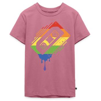 Dripping Cassette Tape Pride - Teenager Premium Organic T-Shirt - mauve - Front - AI Model Teenager Male light (155cm)