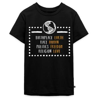Weltfrieden für eine Welt in Frieden - Teenager Premium Bio T-Shirt - Schwarz - Vorne - AI Model Teenager Male light (155cm)