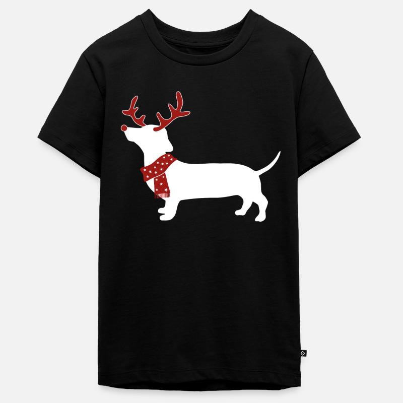 Teckel de Noël Teckel avec des bois - T-shirt Premium bio Ado - noir
