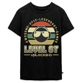 67 - Teenager Premium Bio T-Shirt - Schwarz - Vorne - AI Model Teenager Male light (155cm)