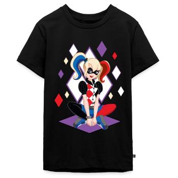 DC Super Hero Girls Harley Quinn - Teenager Premium Bio T-Shirt - Schwarz - Vorne - AI Model Teenager Male light (155cm)