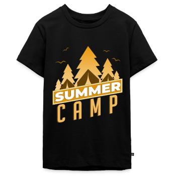 Summer Camp Sommer Camp Zelten Camping Lagerfeuer - Teenager Premium Bio T-Shirt - Schwarz - Vorne - AI Model Teenager Male light (155cm)