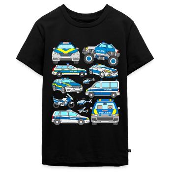De autoontwerp Duitse politie van de politie - Tieners Premium Bio T-shirt - zwart - Voor - AI Model Teenager Male light (155cm)