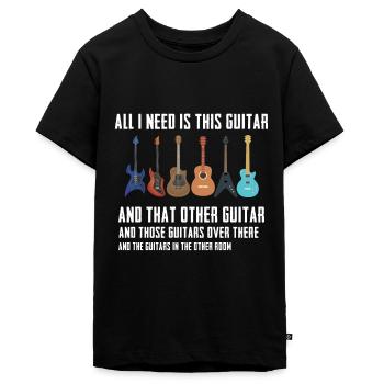 Funny guitar player guitarist guitars - Teenager Premium Organic T-Shirt - black - Front - AI Model Teenager Male light (155cm)