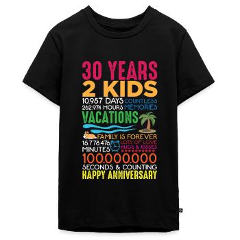 30 Jahre Hochzeitstag Jubiläum 2 Kinder Eltern - Teenager Premium Bio T-Shirt - Schwarz - Vorne - AI Model Teenager Male light (155cm)
