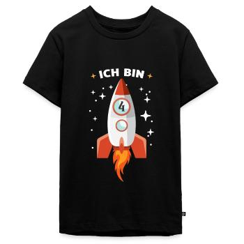 4 Jahre Astronaut Geburtstag Rakete Weltall - Teenager Premium Bio T-Shirt - Schwarz - Vorne - AI Model Teenager Male light (155cm)