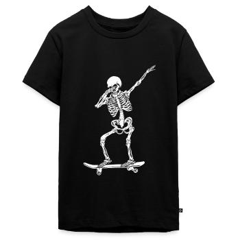 Dabbing Skating Skelett Retro Skateboard - Teenager Premium Bio T-Shirt - Schwarz - Vorne - AI Model Teenager Male light (155cm)