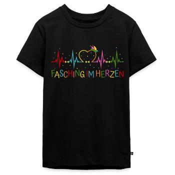 Fasching im Herzen - Teenager Premium Bio T-Shirt - Schwarz - Vorne - AI Model Teenager Male light (155cm)