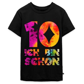 ICH BIN SCHON 10 EINHORN 10. GEBURTSTAG - Teenager Premium Bio T-Shirt - Schwarz - Vorne - AI Model Teenager Male light (155cm)