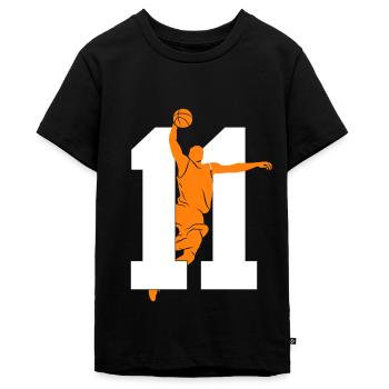 NUMMER 11 BASKETBALL 11. GEBURTSTAG - Teenager Premium Bio T-Shirt - Schwarz - Vorne - AI Model Teenager Male light (155cm)