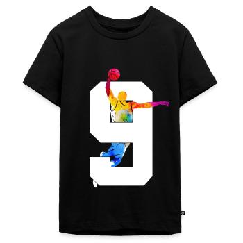 NUMMER 9 BASKETBALL 9. GEBURTSTAG - Teenager Premium Bio T-Shirt - Schwarz - Vorne - AI Model Teenager Male light (155cm)