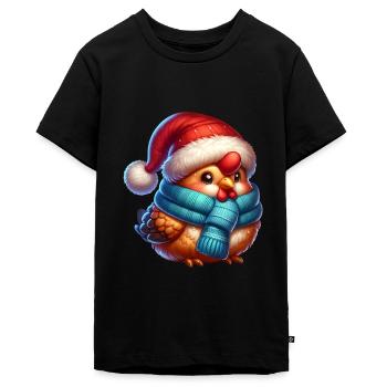 Poulet de Noël Chapeau de Noël sucré - T-shirt Premium bio Ado - noir - Devant - AI Model Teenager Male light (155cm)