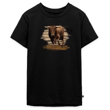 Stier - Teenager Premium Bio T-Shirt - Schwarz - Vorne - AI Model Teenager Male light (155cm)