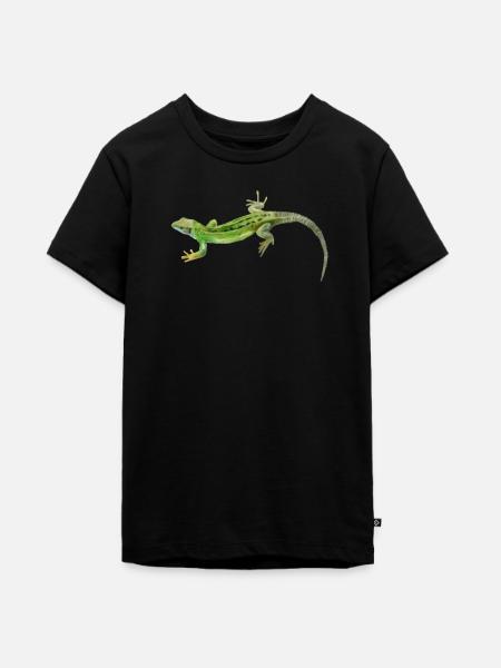 Gecko Grün Muster - Teenager Premium Bio T-Shirt - Schwarz