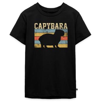 Capybara Nagetier Retro Vintage - Teenager Premium Bio T-Shirt - Schwarz - Vorne - AI Model Teenager Male light (155cm)