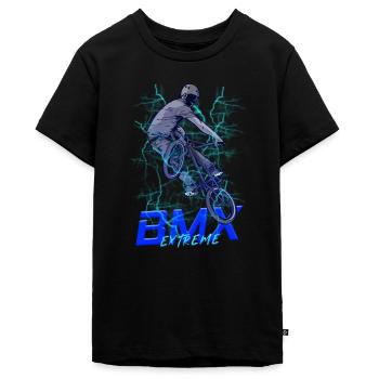 Cascade extrême néon BMX - T-shirt Premium bio Ado - noir - Devant - AI Model Teenager Male light (155cm)
