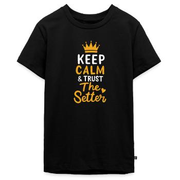 Volley-ball Keep Calm And Trust The Setter Player - T-shirt Premium bio Ado - noir - Devant - AI Model Teenager Male light (155cm)