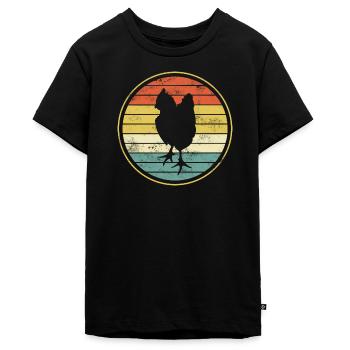 Chicken chickens - Teenager Premium Organic T-Shirt - black - Front - AI Model Teenager Male light (155cm)
