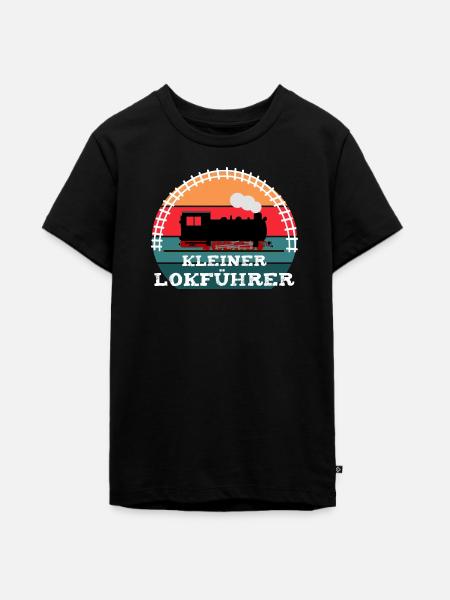 Eisenbahn Kinder Dampflok Lokführer - Teenager Premium Bio T-Shirt - Schwarz