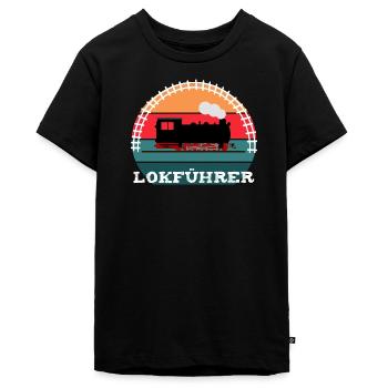 Lokführer Eisenbahn Dampflok - Teenager Premium Bio T-Shirt - Schwarz - Vorne - AI Model Teenager Male light (155cm)