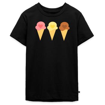 Ice Heart Ice Cream Strawberry Ice Cream Ice Cream Shop Gift - Teenager Premium Organic T-Shirt - black - Front - AI Model Teenager Male light (155cm)