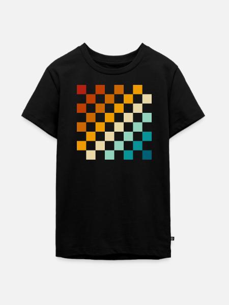 Retro-Schachbrett - Teenager Premium Bio T-Shirt - Schwarz