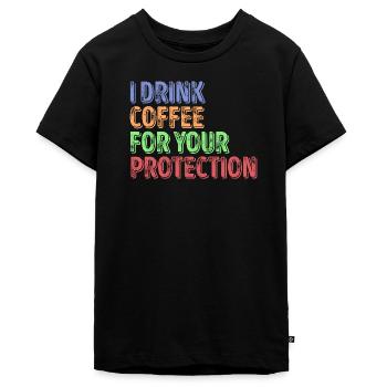 Koffein Kaffe Humorvoll Statement Kaffeeliebhaber - Teenager Premium Bio T-Shirt - Schwarz - Vorne - AI Model Teenager Male light (155cm)