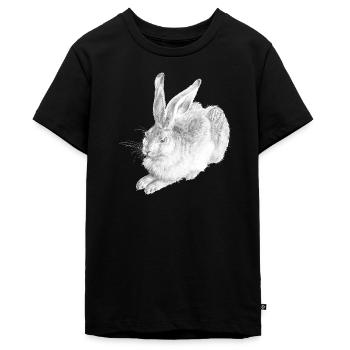WHITE RABBIT | Schneehase nach Albrecht Dürer - Teenager Premium Bio T-Shirt - Schwarz - Vorne - AI Model Teenager Male light (155cm)