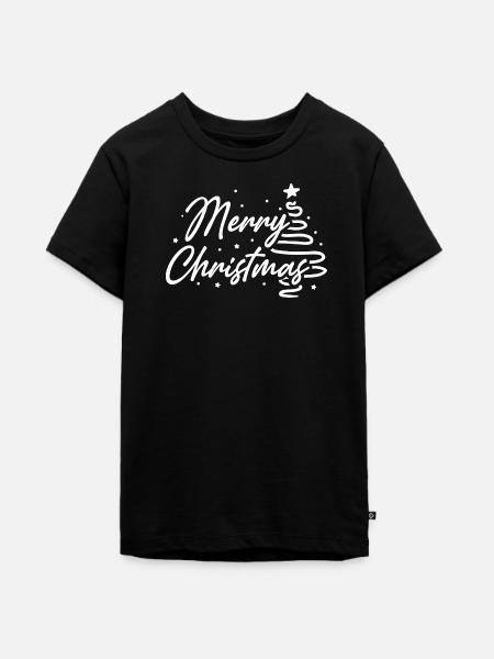 Joyeux Noël script arbre - T-shirt Premium bio Ado - noir