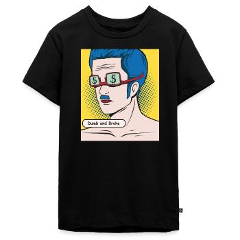 Dumb and Broke Popart Portrait - Teenager Premium Organic T-Shirt - black - Front - AI Model Teenager Male light (155cm)
