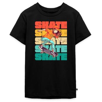 Skateboard Cool Skater Girl Colorful - T-shirt Premium bio Ado - noir - Devant - AI Model Teenager Male light (155cm)