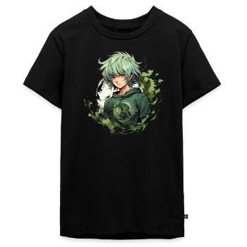 Manga Boy Design - T-shirt Premium bio Ado - noir - Devant - AI Model Teenager Male light (155cm)