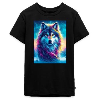 Wolf - Teenager Premium Bio T-Shirt - Schwarz - Vorne - AI Model Teenager Male light (155cm)