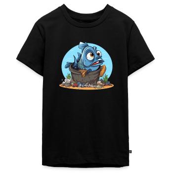 Desperate Fish Pollution Shirt - Teenager Premium Organic T-Shirt - black - Front - AI Model Teenager Male light (155cm)