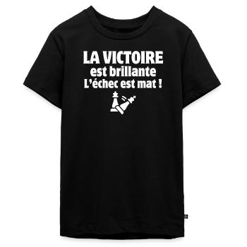échec et mat, stratégie, échiquier - T-shirt Premium bio Ado - noir - Devant - AI Model Teenager Male light (155cm)