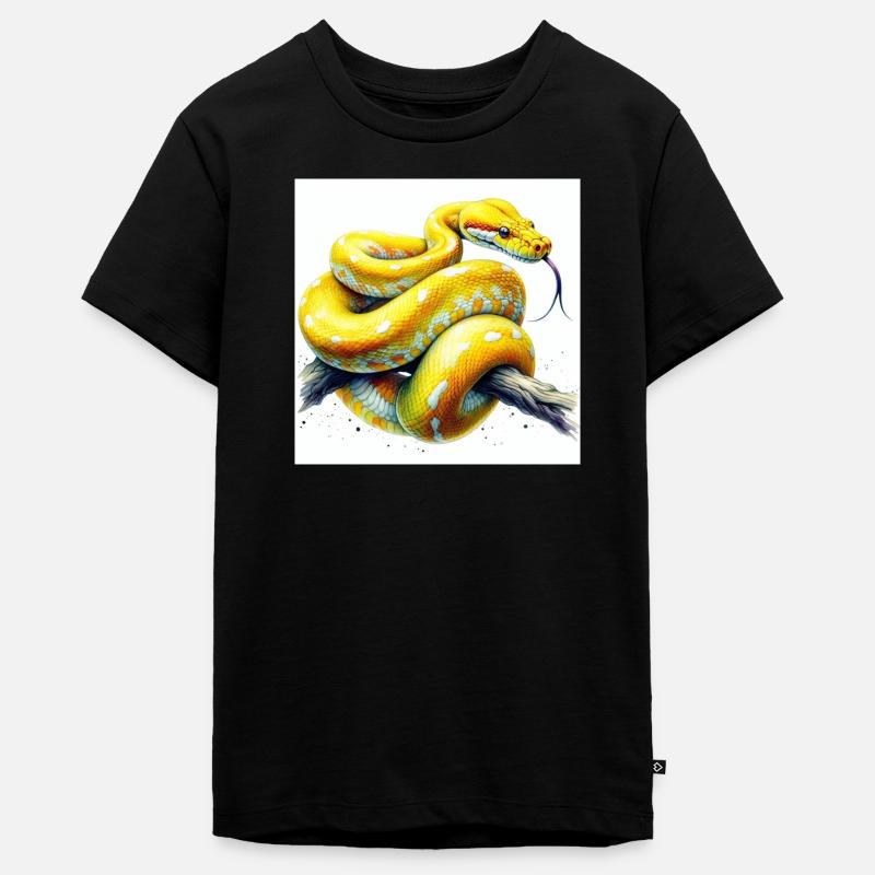 Gelbe Python - Teenager Premium Bio T-Shirt - Schwarz