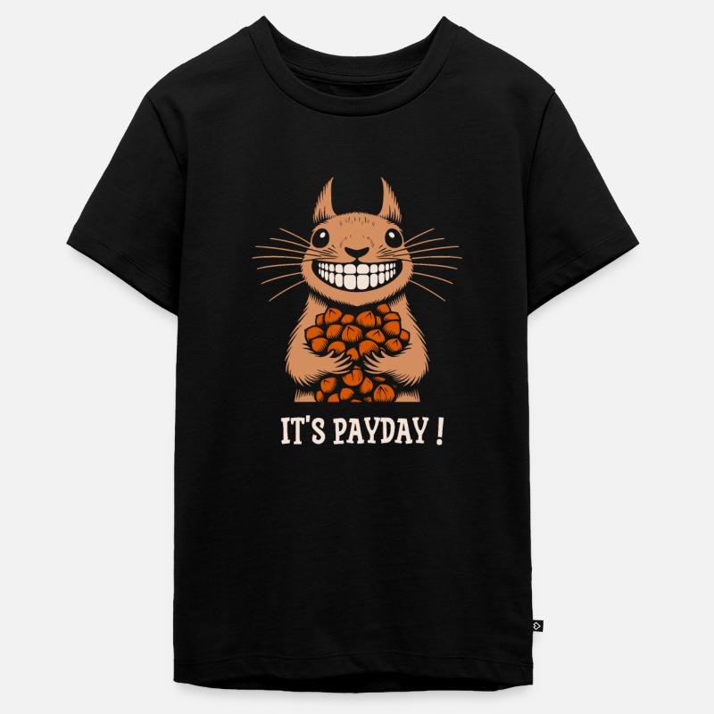 écureuil it's payday - T-shirt Premium bio Ado - noir