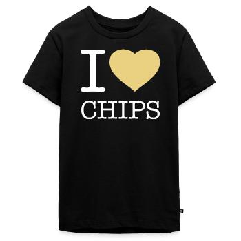 J’ADORE LES CHIPS - T-shirt Premium bio Ado - noir - Devant - AI Model Teenager Male light (155cm)