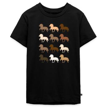 Islandpferd - Teenager Premium Bio T-Shirt - Schwarz - Vorne - AI Model Teenager Male light (155cm)