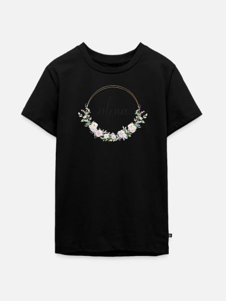 Alena ! Nom : Floral - T-shirt Premium bio Ado - noir