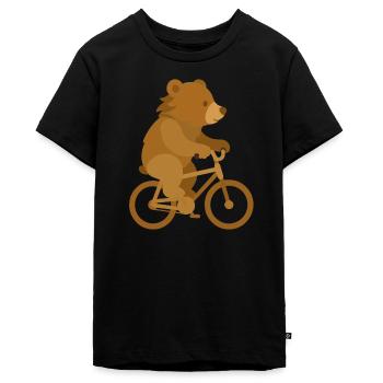 Fröhlicher Bär auf Fahrrad –Verspieltes Tierdesign - Teenager Premium Bio T-Shirt - Schwarz - Vorne - AI Model Teenager Male light (155cm)