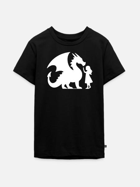 Episches Drachen- und Mädchen-Silhouetten-Design - Teenager Premium Bio T-Shirt - Schwarz