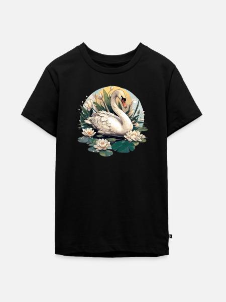 Schwäne Schwan - Teenager Premium Bio T-Shirt - Schwarz