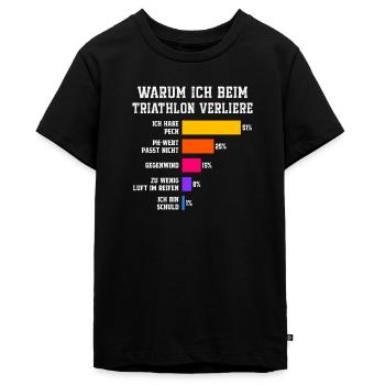 Warum ich beim Triathlon verliere Triathlon - Teenager Premium Bio T-Shirt - Schwarz - Vorne - AI Model Teenager Male light (155cm)