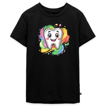 Fröhlicher Zahn Farbklecks - Teenager Premium Bio T-Shirt - Schwarz - Vorne - AI Model Teenager Male light (155cm)