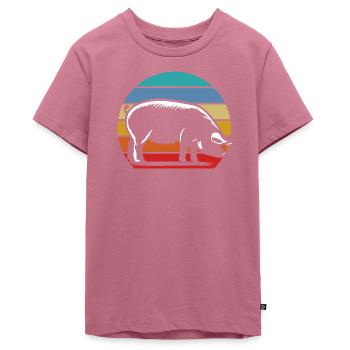 Retro Schwein Silhouette Sonnenuntergang Vintage - Teenager Premium Bio T-Shirt - Mauve - Vorne - AI Model Teenager Male light (155cm)