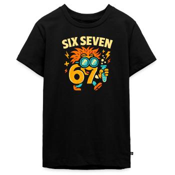 Six Seven 67 Wissenschaft Humor Nerd Geschenkidee - Teenager Premium Bio T-Shirt - Schwarz - Vorne - AI Model Teenager Male light (155cm)