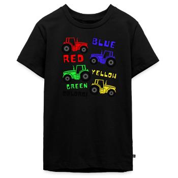 Blaurot Gelbgrün Farbentraktor Für Jungen - Teenager Premium Bio T-Shirt - Schwarz - Vorne - AI Model Teenager Male light (155cm)