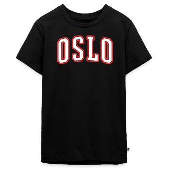 Logo de la ville universitaire d’Oslo Imprimé - T-shirt Premium bio Ado - noir - Devant - AI Model Teenager Male light (155cm)