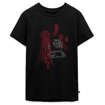 Mute cry from the sea, in white / red - Teenager Premium Organic T-Shirt - black - Front - AI Model Teenager Male light (155cm)